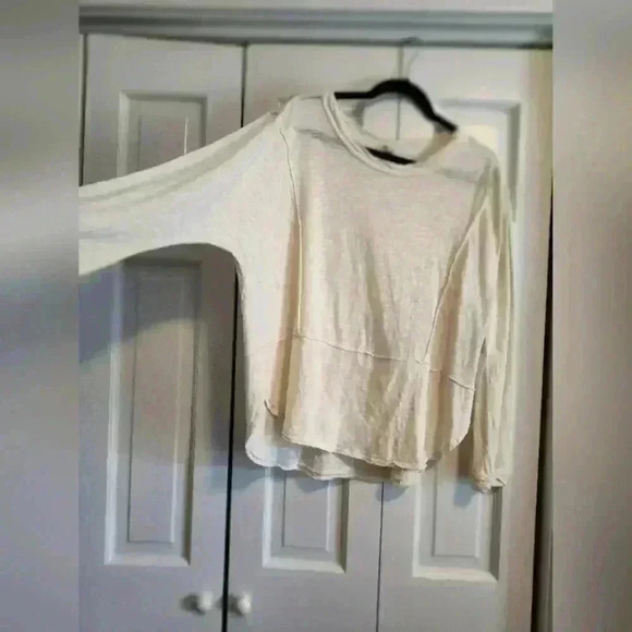 Anthropologie Z Supply cream long sleeve Slub jersey top | Sz Small | Oversized - Picture 3 of 6